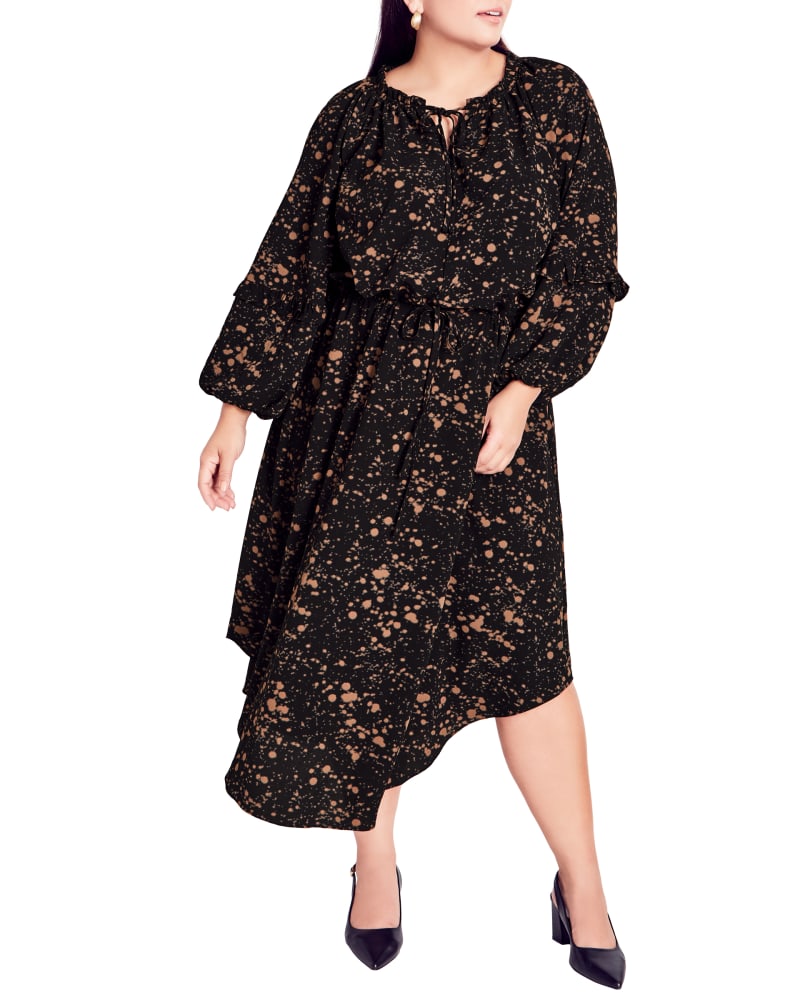 Front of a model wearing a size 14 Isla Drop Dress in Drops by Arna York. | dia_product_style_image_id:234514